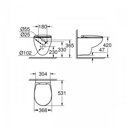 Подвесной унитаз Grohe Bau 39427000 с крышкой