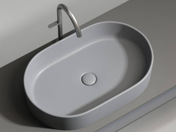 Умывальник чаша накладная овальная Ceramicanova Element 608*385*122мм, Антрацит матовый, CN6048MH