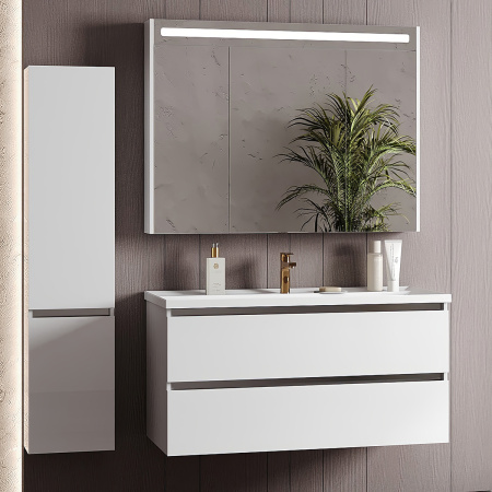 Тумба под умывальник Belux подвесная Фаворит 100-02, белый глянцевый