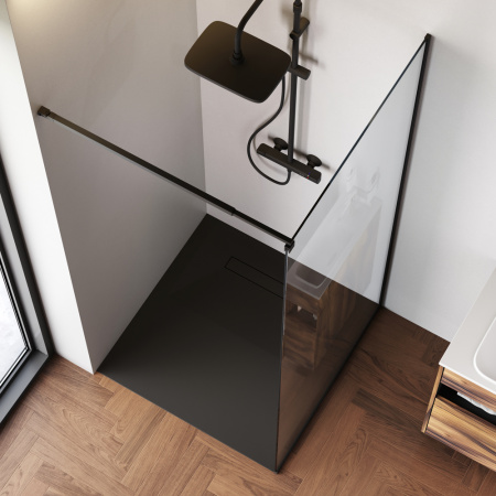 W84WI-90-F1-BTE Душевая перегородка AM.PM Func 90x200, стекло прозр. 8 мм + покрытие, профиль черный