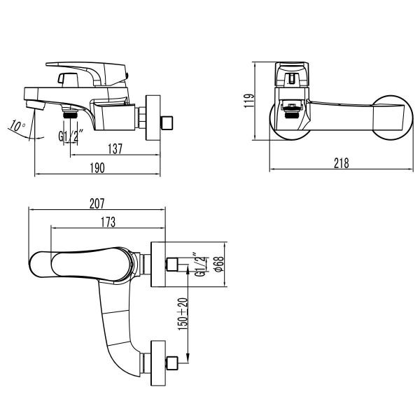 Смеситель Lemark Shift LM4334C для ванны