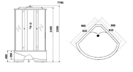 Душевая кабина Niagara Luxe NG-7790W (90x90х215) высокий поддон(45см),дверь раздвижная,стенки серебро,4 места