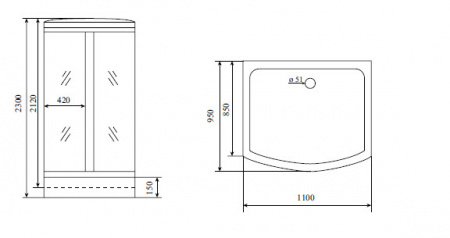 Душевая кабина Timo Lux TL-1501 110x95x230