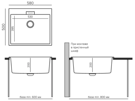 Кухонная мойка Tolero Loft TL-580 50x58 грей 856219