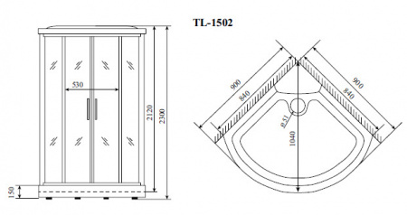 Душевая кабина Timo Lux TL-1502 90x90x230