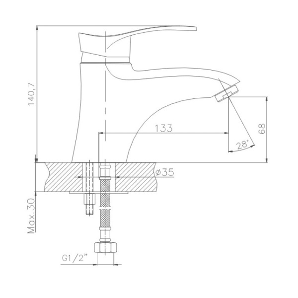 Смеситель для раковины Cron CN1001, хром
