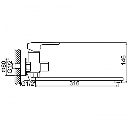 Смеситель для ванны Ledeme H58 L2258