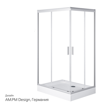 W90G-404-120290-MT Gem Twin Slide 120x90. Душевое ограждение AM.PM,120x90, профиль мат хром, стекло прозрачное