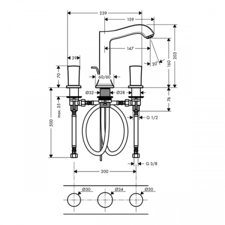 Смеситель для умывальника Hansgrohe Metropol 31305090