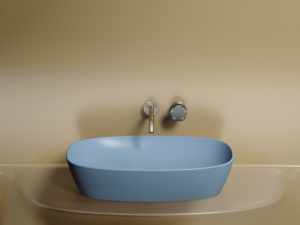 Умывальник чаша накладная овальная Ceramicanova Element 600*380*138мм, Голубой матовый, CN6049ML
