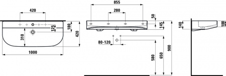 Умывальник Laufen Sonar 8103474001041 100x42x14.5