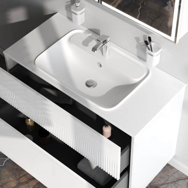 M8FFUX1002WM Func База под раковину AM.PM (push-to-open), 100 см, цвет белый матовый