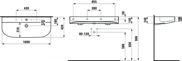 Умывальник Laufen Sonar 8103477571091 100x42x14.5