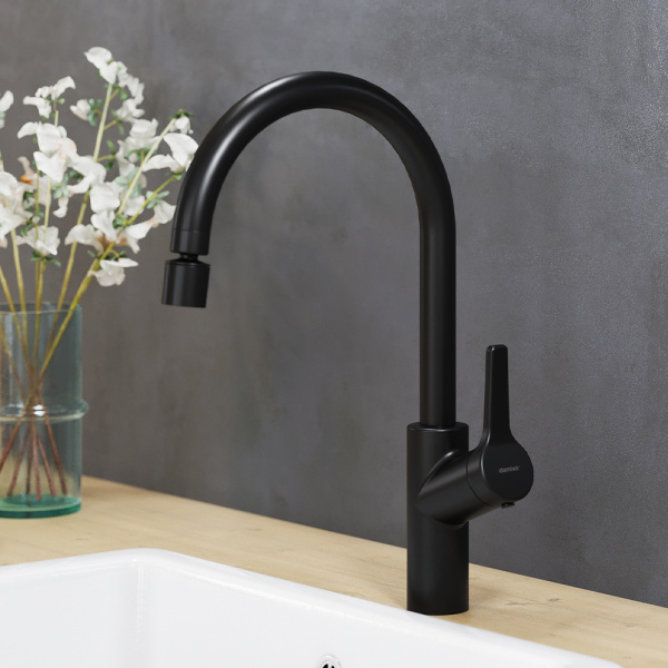 310722300 Eclipse, Смеситель для кухни Damixa с двухрежимным регулируемым аэратором, черный
