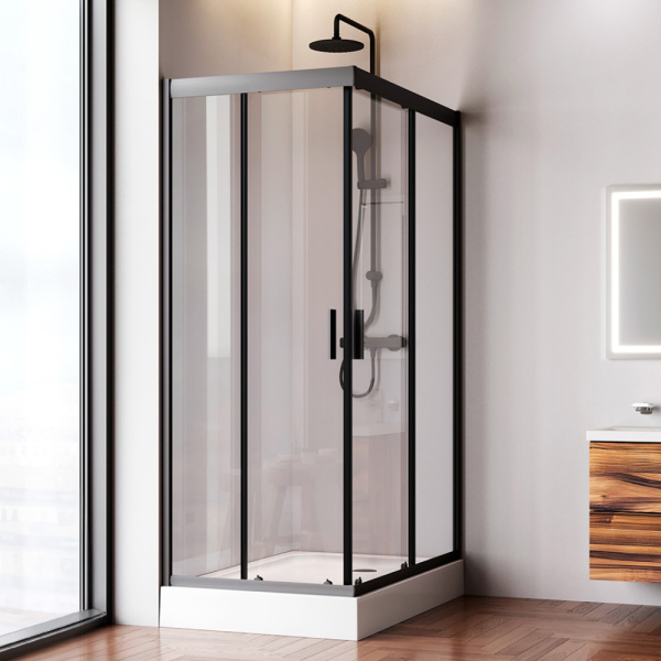 W90G-404-120280-BT Gem Twin Slide 120x80. Душевое ограждение AM.PM,120x80, профиль черный мат., стекло прозрачное