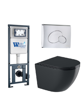Комплект инсталляции с унитазом Weltwasser MARBERG 410 + MERZBACH 043 GL-BL + MAR 410 RD-CR