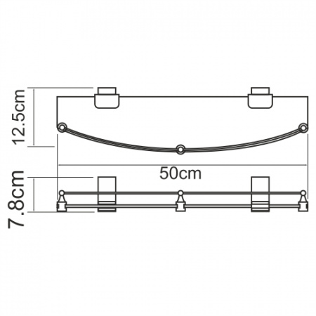 Полка стеклянная с бортиком WasserKRAFT Lopau K-6044