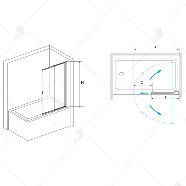 Шторка на ванну RGW SC-40 03114010-11 прозрачное стекло, хром