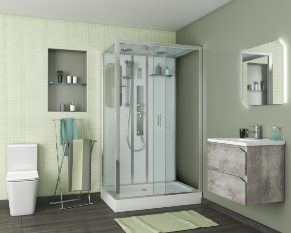 Душевая кабина Niagara Premium NG-6012-01GQR (120х80х210) низкий поддон(16 см),стекло прозрачное,5 мест