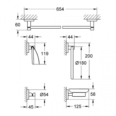 Набор аксессуаров 5 в 1 Grohe Essentials 40344001