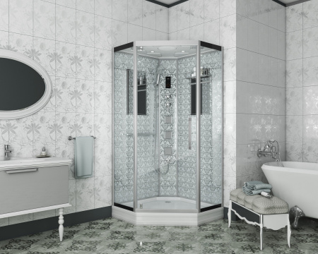 Душевая кабина Niagara Luxe NG-7717W (100x100х215) низкий поддон(15см),дверь распашная,стенки серебро,4 места