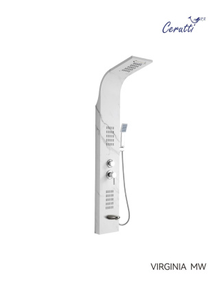 Панель VIRGINIA MW душевая из нержавеющей стали с форсунками Ceruttispa CT9982, цвет белый мрамор