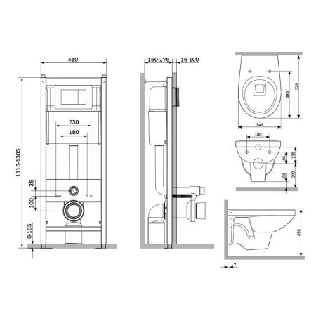 Комплект Damixa Jupiter DX77.IS10101.1738: инсталляция с подвесным унитазом, с сиденьем микролифт и клавишей