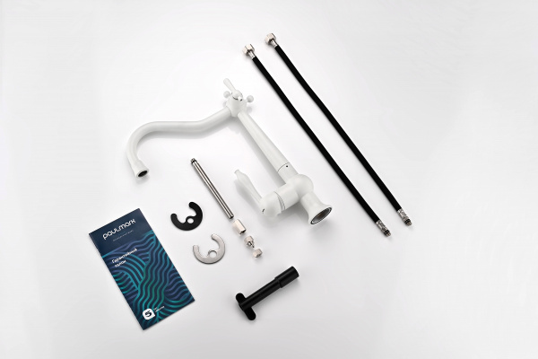 Смеситель для кухни Paulmark RETRO Re213226-431, белый матовый полностью