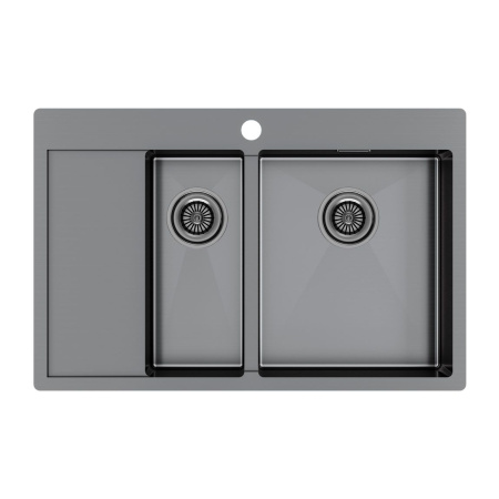 Мойка Paulmark KRONER 78/2SF PM227851-GMR 510х780х200 мм, нержавеющая сталь, вороненая сталь