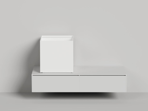 Раковина накладная Salini ARMONIA SQUARE TOP 03 без отверстия под смеситель, белый, 130523TM