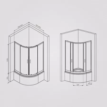 W90G-401A090BT Душевое ограждение AM.PM Gem Deep 1/4 Rond 90x90 стекло прозрачное, профиль черный матовый
