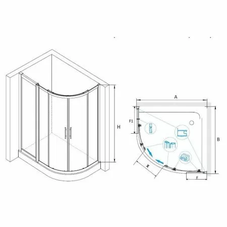 Душевой уголок RGW HO-61(HO-51 + Z-41) 03066113-11 130х100х195 см, хром