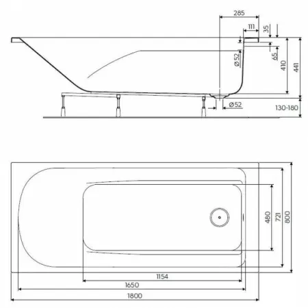 Акриловая ванна Kolo Comfort Plus XWP1481000 180х80 с ручками