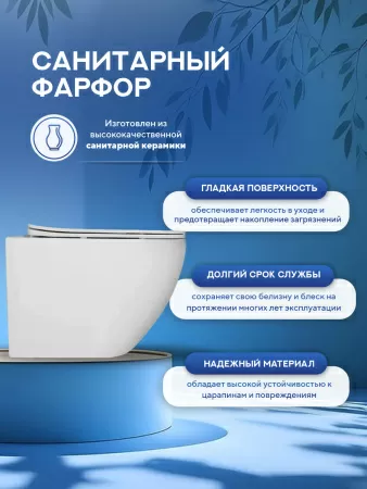 Унитаз подвесной безободковый Amore di Mare Delio P203 овальный белый итальянский, антивсплеск, фарфоровый, быстросъемное сиденье дюропласт с крышкой микролифт, чаша с антибактериальным покрытием