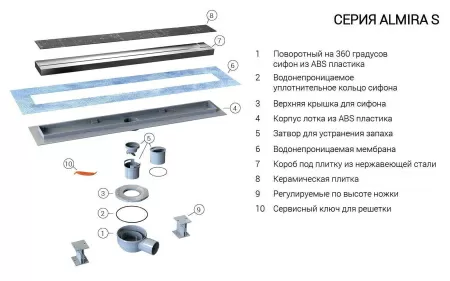 Душевой лоток Vincea SAY ALMIRA -S 602.60.S.U, 60 см, под плитку