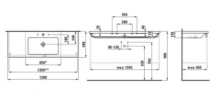 Умывальник Laufen Living 8164350001081 130x48x12