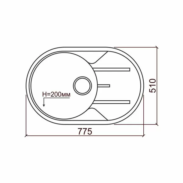 Кухонная мойка Tolero R-116 51x77.5 серый металлик