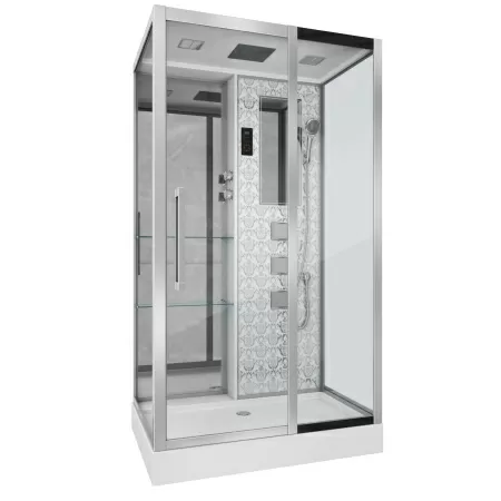 Душевая кабина Niagara Luxe NG-7713WR (82x120х215) низкий поддон(15см),дверь раздвижная,стенки серебро
