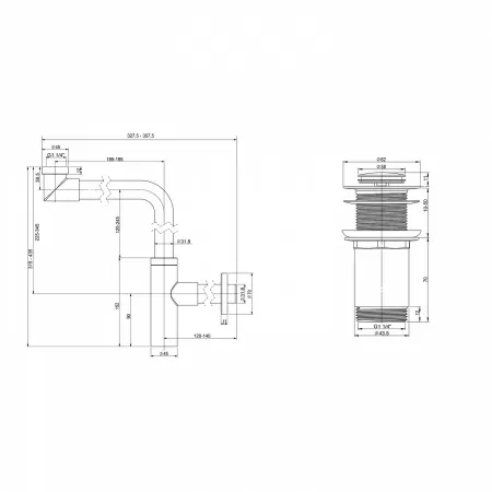 Набор 2 в 1 Wellsee Drainage System 182125002, сифон для раковины, донный клапан, матовый черный