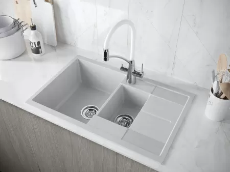 Смеситель для кухни Paulmark SIЕGEN Si213111-CRw, хром/белый