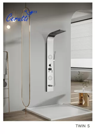 Панель TWIN S душевая из нержавеющей стали с форсунками Ceruttispa CT9987, цвет серебро