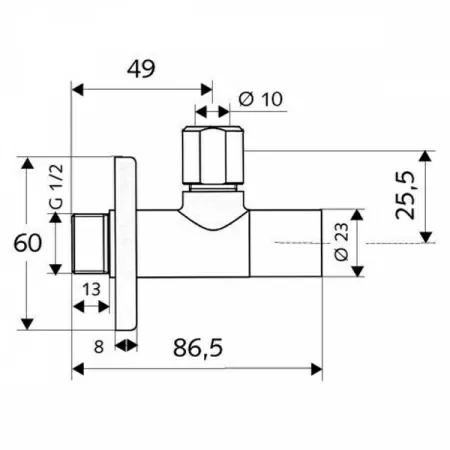 Угловой вентиль Schell Stile 1/2" x 3/8"