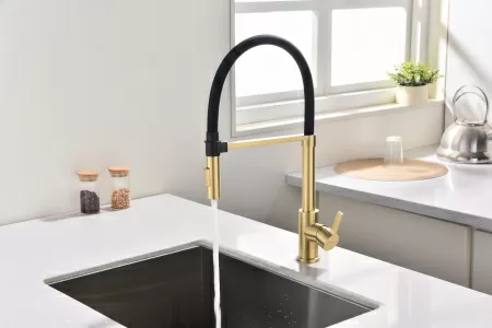 Смеситель для кухни Paulmark HALT Ha214021-SBG, светлое брашированное золото
