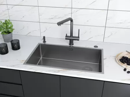 Смеситель для кухни Paulmark SERPENTINE Se213222-GM, вороненая сталь