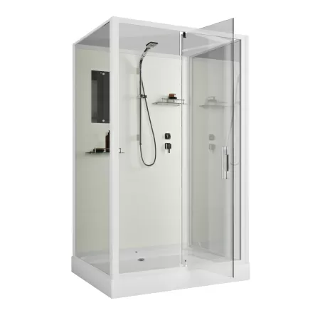 Душевая кабина Niagara Standart ST100/80/15Q/BK (100х80х200) прямоугольник,поддон 15см,распашная,проф.белый,без крыши