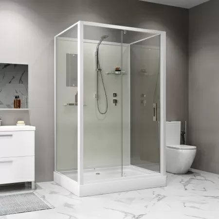 Душевая кабина Niagara Standart ST100/80/15Q/BK (100х80х200) прямоугольник,поддон 15см,распашная,проф.белый,без крыши