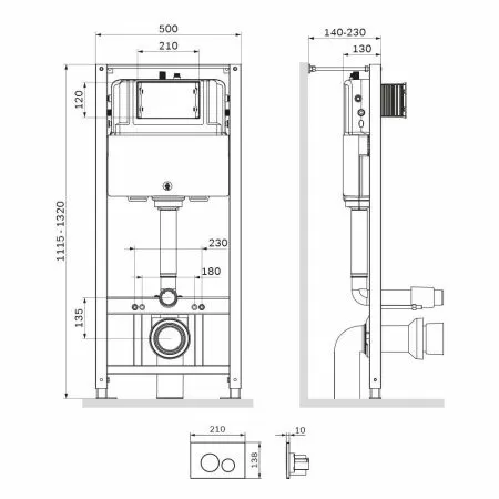 Инсталляция для подвесного унитаза AM.PM Pro L I012704.9051 с пневматической клавишей