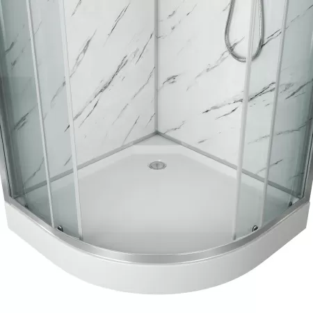 Душевая кабина Niagara Luxe NG-7702M (100x100х210) низкий поддон(15см),дверь раздвижная,стенки мрамор,3 места