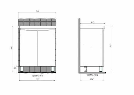 Тумба напольная BRIZ Мальта 70 с умывальником Фостер, 365 03-02070-06 00 БЕЛ