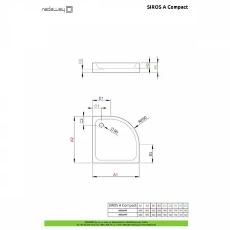 Душевой поддон Radaway Siros A Compact 90x90 SBA9917-2